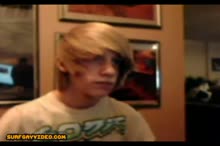 Hot blonde boy in webcam